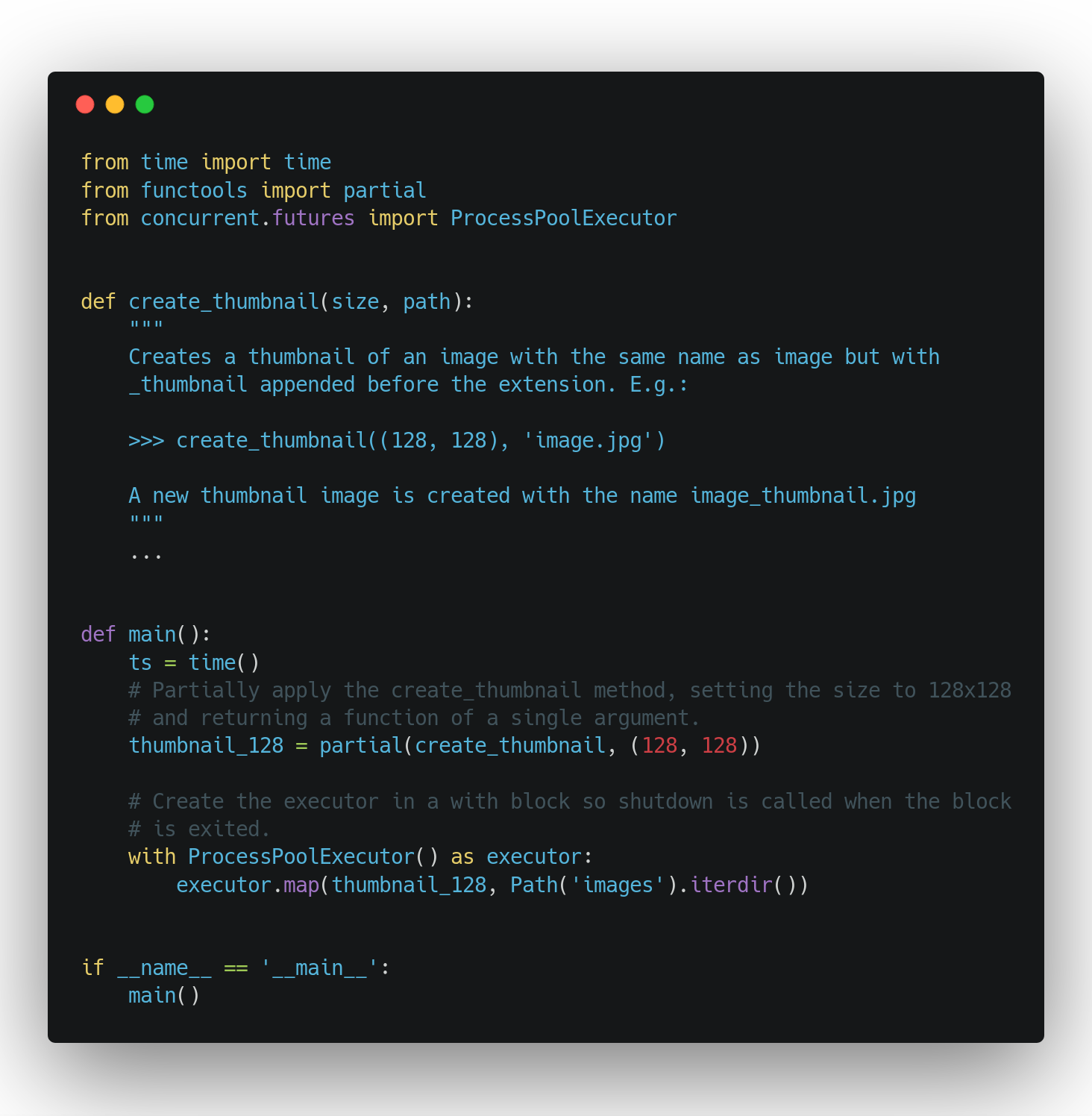 captura de tela de um trecho de código em Python usando o módulo concurrent para trabalhar com concorrência
